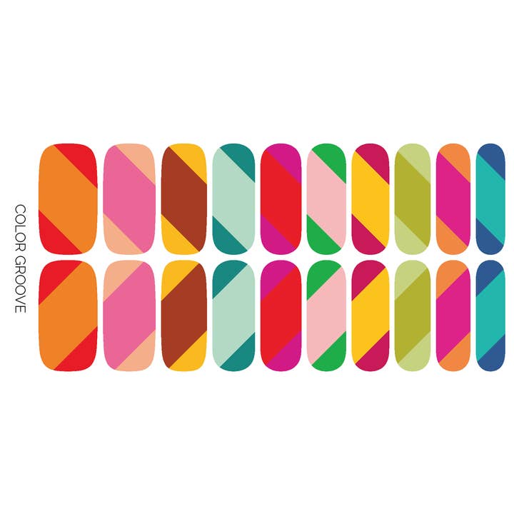 Ivy & Ash - Wholesale Nail Art/Decal - Color Groove | Retro Color Block French Tip Nail Sticker Set2