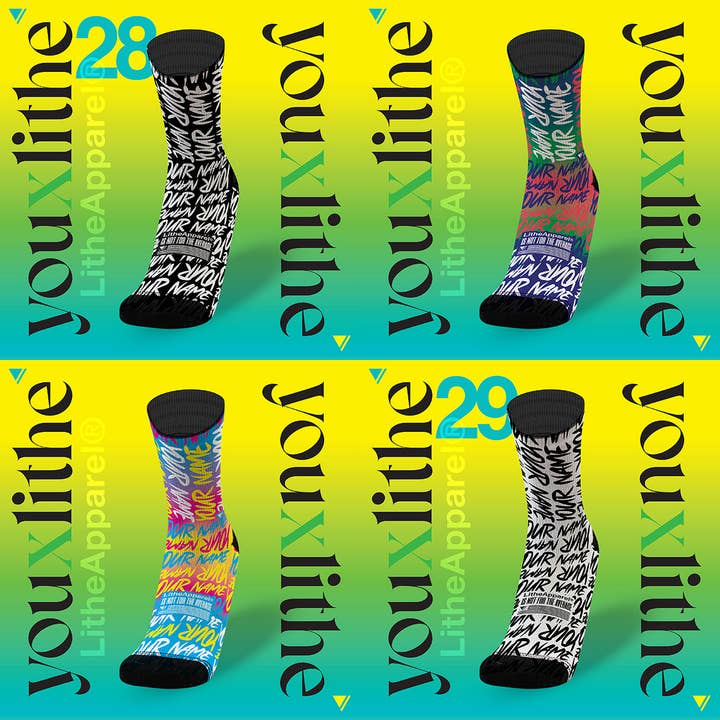 YOU X LITHE | CUSTOM HANDWRITTEN SOCKS | 4 PACK for wholesale by LITHE APPAREL