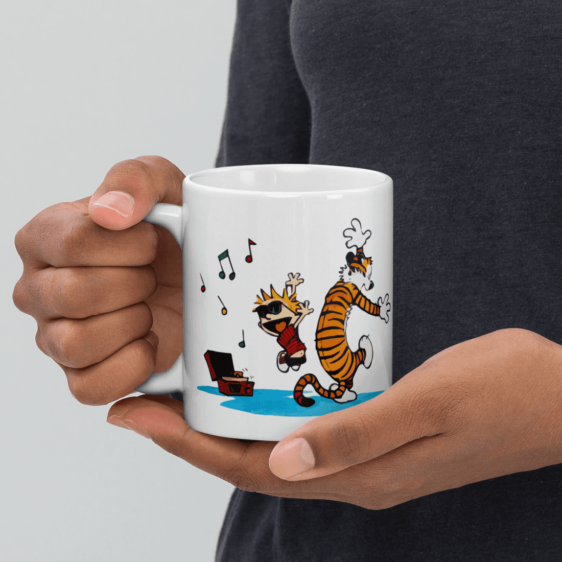 Art-O-Rama Shop - Wholesale Coffee Mug - Calvin and Hobbes Dancing with Record Player Mug3