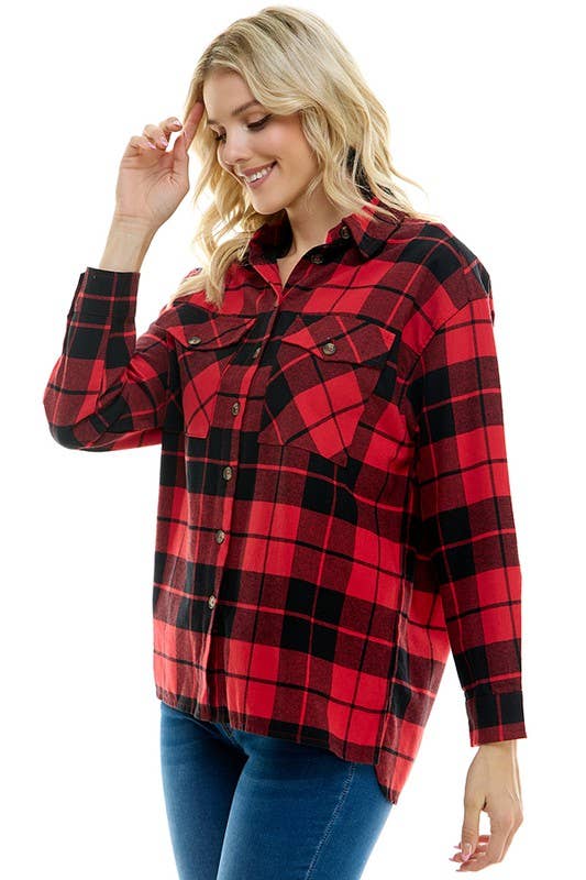 Rode plaid Oversized geruite overhemden voor dames voor groothandel op Faire