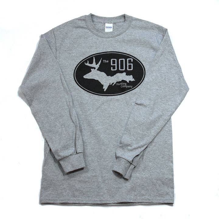Gray Logo Longsleeve for wholesale by The 906 Hunting Company