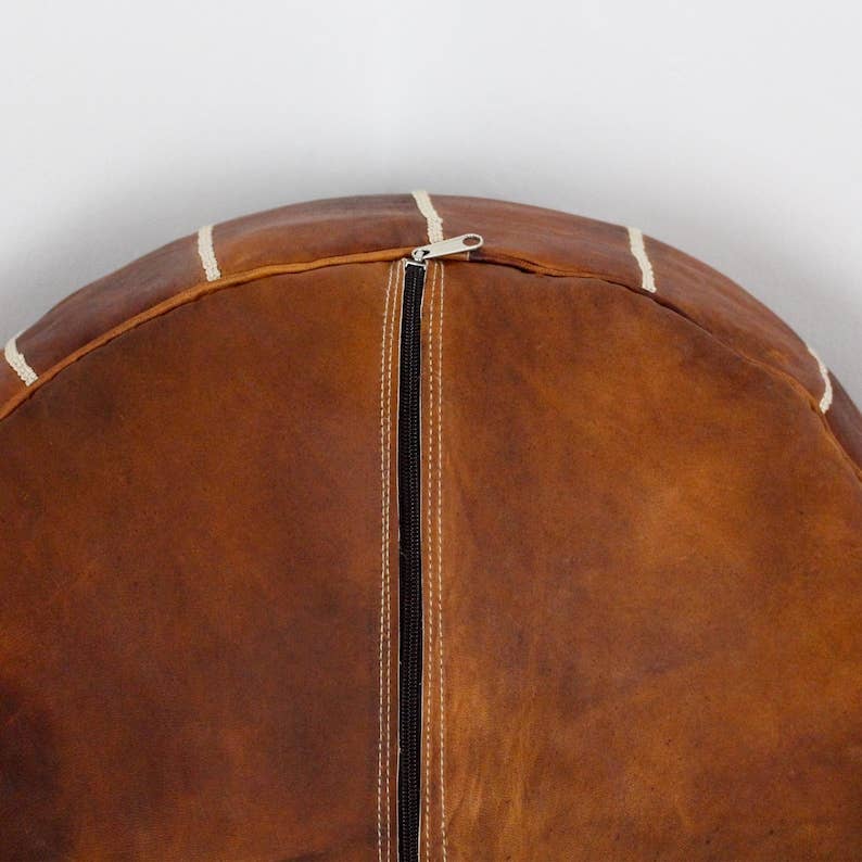 craftberber - Wholesale Poef - Marokkaanse leren poef ottomaan - ronde voetensteun voor huisdecoratie6