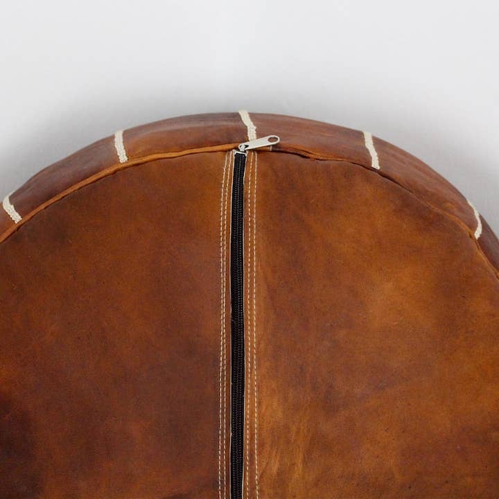 craftberber - Wholesale Poef - Marokkaanse leren poef ottomaan - ronde voetensteun voor huisdecoratie6