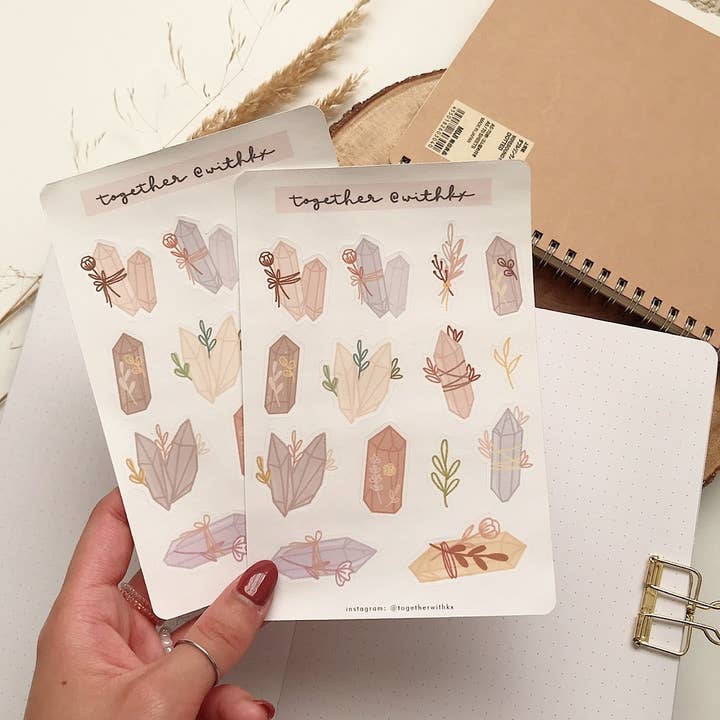 Floral Crystal Sticker Sheet for wholesale by togetherwithkx