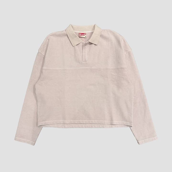 Acid Wash Rugby Style Collared Sweatshirt (AAB586_ACD) for wholesale by The Blank Lab