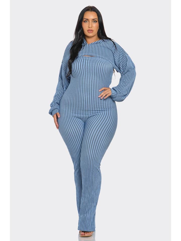 Plus Size 2 Piece Strapless Jumpsuit Hoodie for wholesale by FashionShowcase