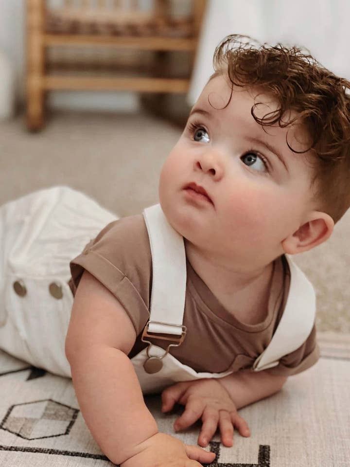 Denin Short Overalls in Marshmallow for wholesale on Faire9