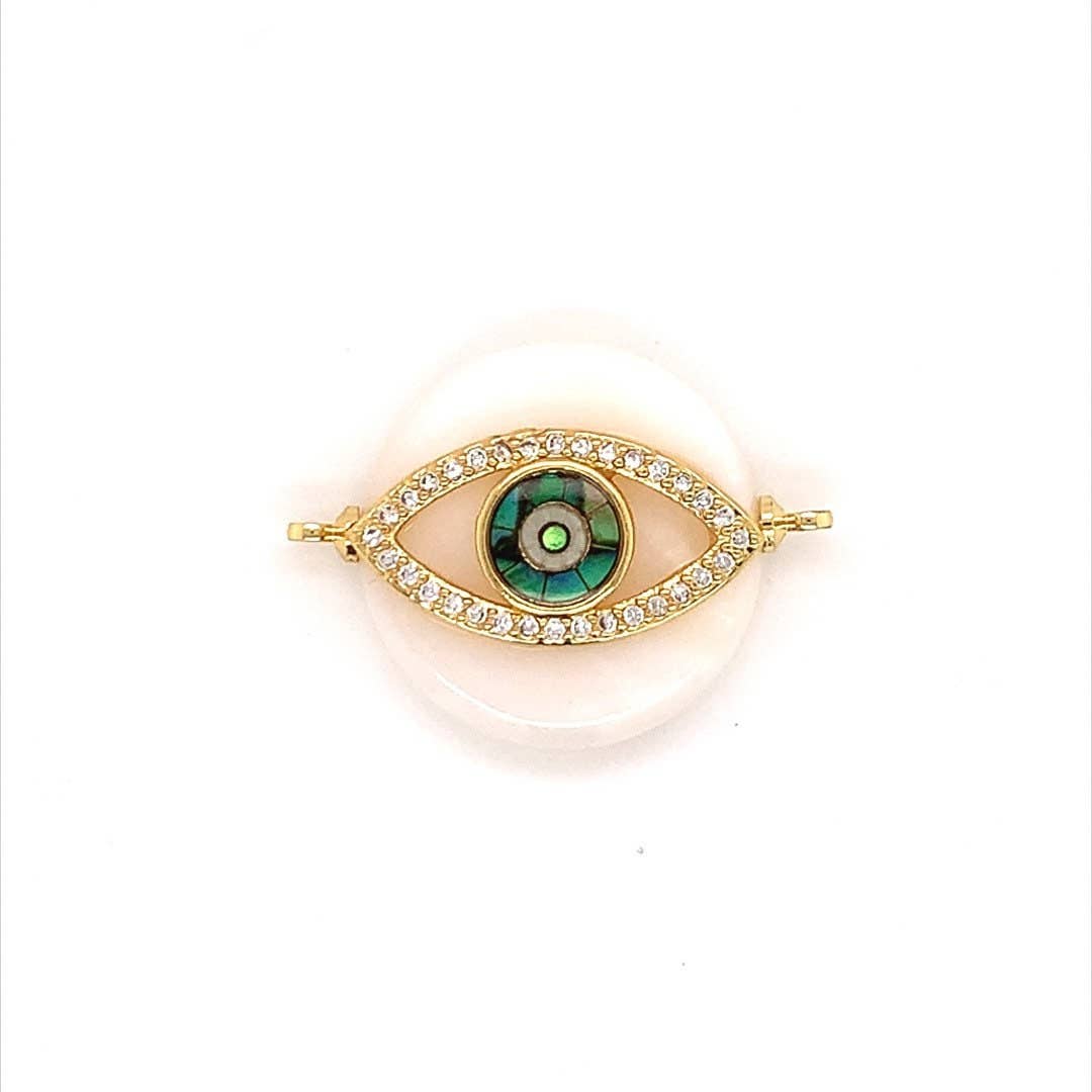 The Bead Bazaar - Wholesale Individual Charm/Pendant - Evil Eye Connector, White Pearl Eye Connector, Lucky Eye Charm, Evil Eye Jewelry, Evil Eye Bead, Evil Eye Accent Beads, Wholesale Evil Eye Beads3