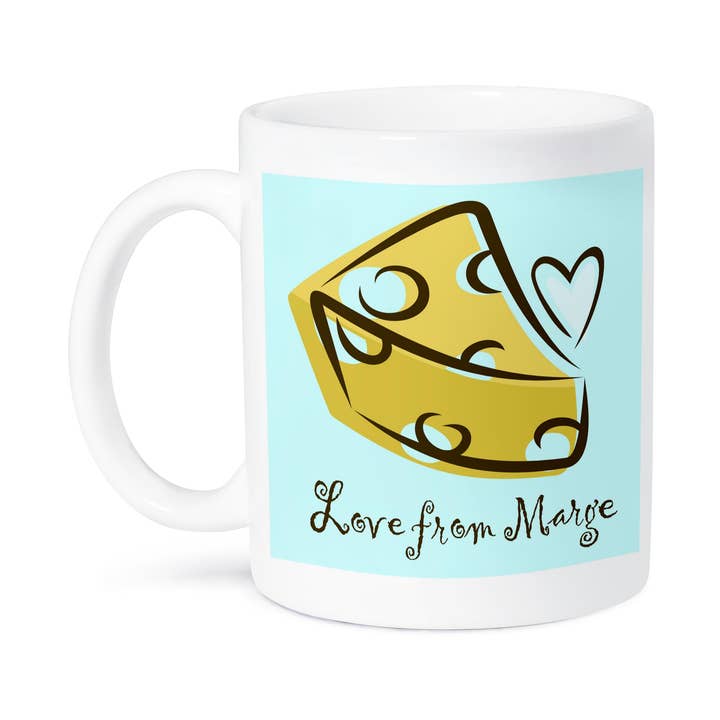 3dRose - Wholesale Coffee Mug - 3dRose, Funny Cartoon, Play on Words for Cheese Lovers- Love from Marge, Mug8