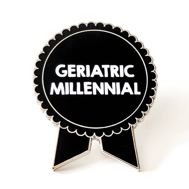 Pin: Geriatric Millennial Award / Nostalgic Adulting Award for wholesale by SHEWOLF Designs