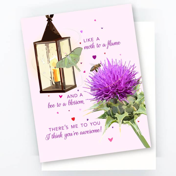 Valentine Card | Floral Like a Moth to a Flame for wholesale by The Red Barn Press