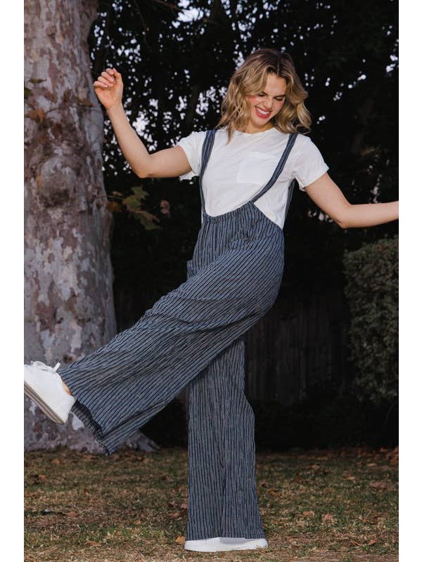 Oddi - Wholesale Jumpsuit - Women's - Wide Leg Stripe Suspender Jumpsuit8
