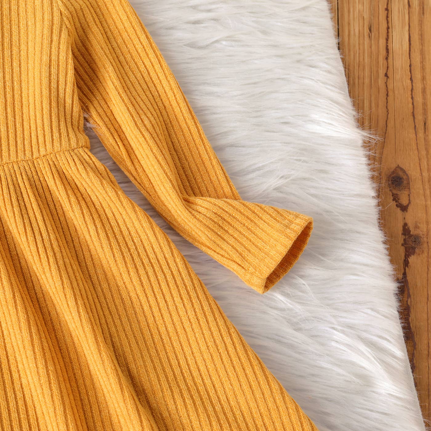 PatPat - Wholesale Dress - Kids - Toddler Girl Turtleneck Solid Color Ribbed Long-sleeve Dress12