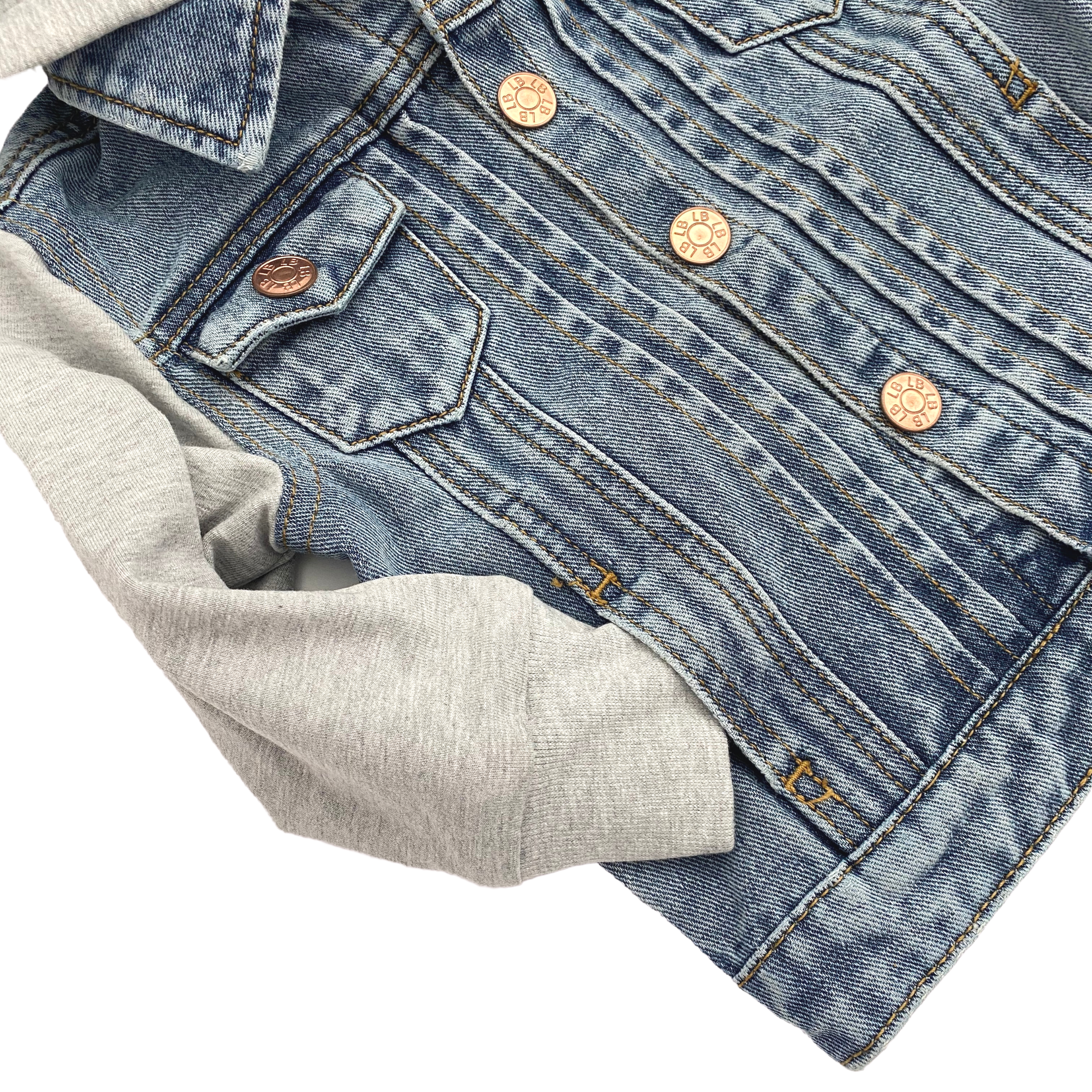 Little Bipsy - Wholesale Denim Jacket - Kids - Hooded Denim Jacket - Grey9