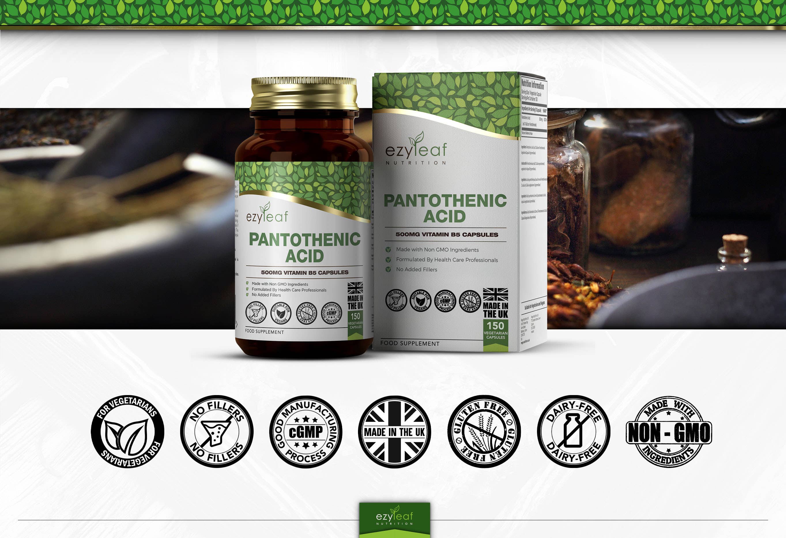 Focus Supplements – wholesale Oral supplement/vitamin – Pantothenic Acid 500mg 150 Capsules6