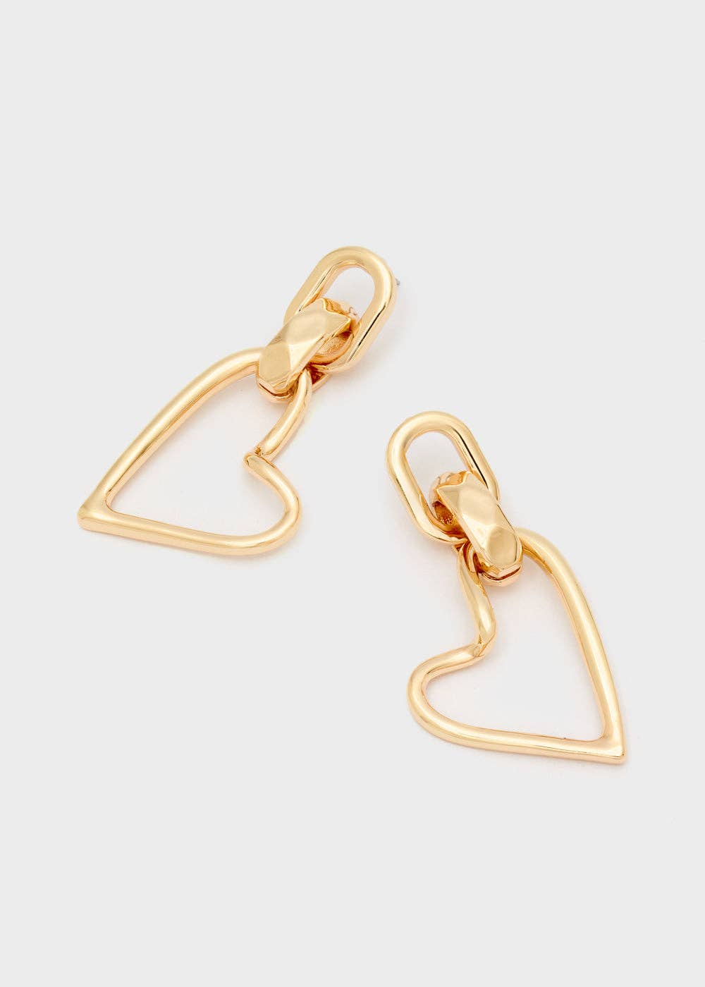 NALI' - Wholesale Dangle Earrings - LONG HEART EARRINGS GOLD - N643