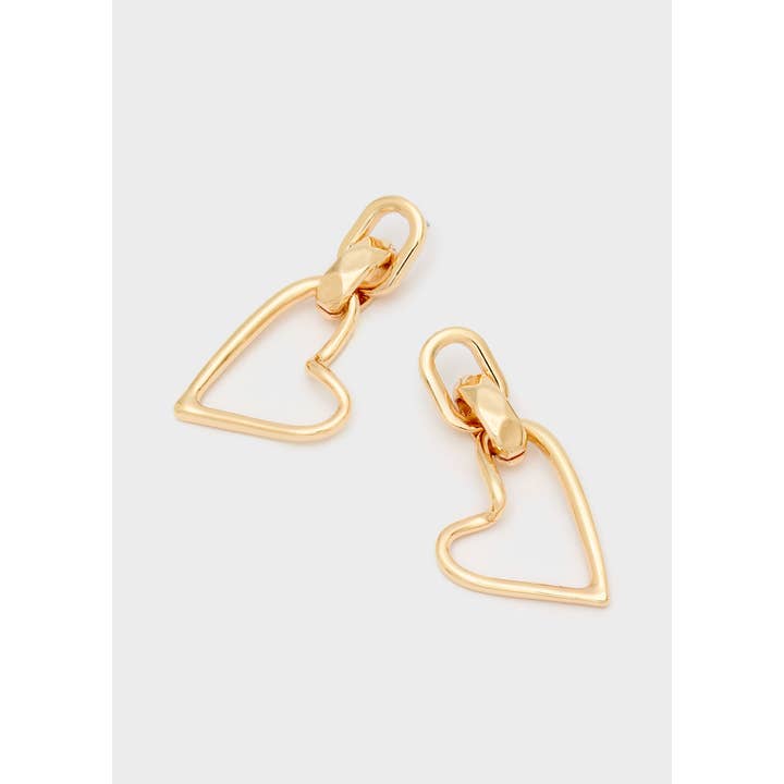 NALI' - Wholesale Dangle Earrings - LONG HEART EARRINGS GOLD - N643