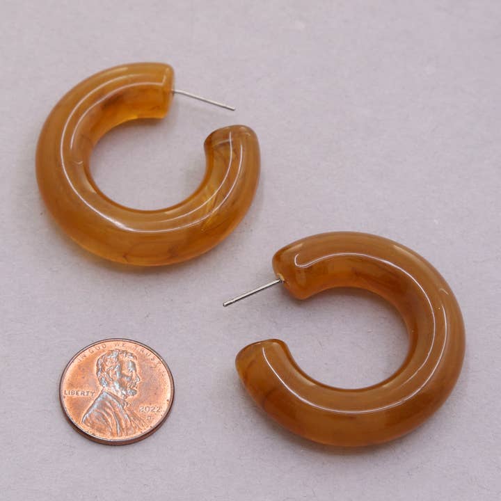 Oblige by G - Wholesale Hoop Earrings - bold resin hoop earrings 1NLE-11281