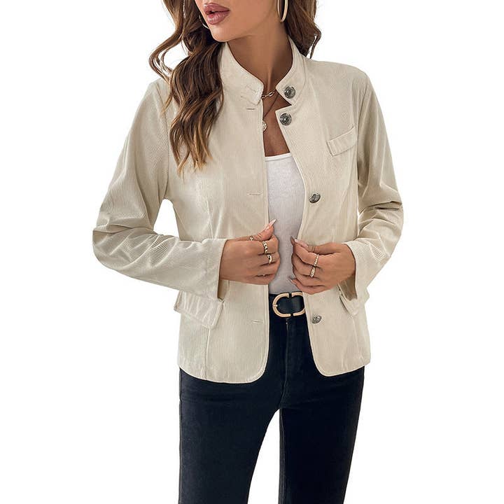 Apricot Women’s Corduroy Short Cardigan Jacket for wholesale on Faire6