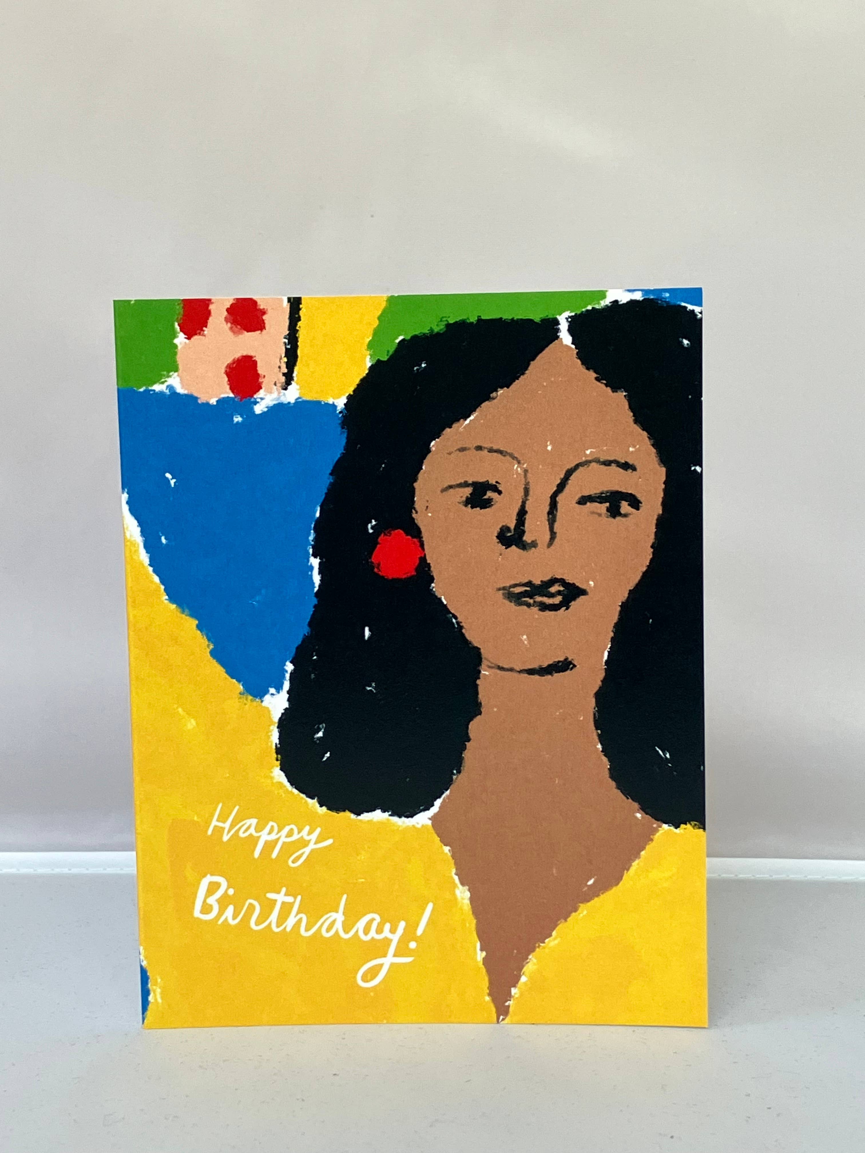 Colleen Harrington Studio - Wholesale Birthday Card - A2 Greeting Card - Happy Birthday Lady Yellow1