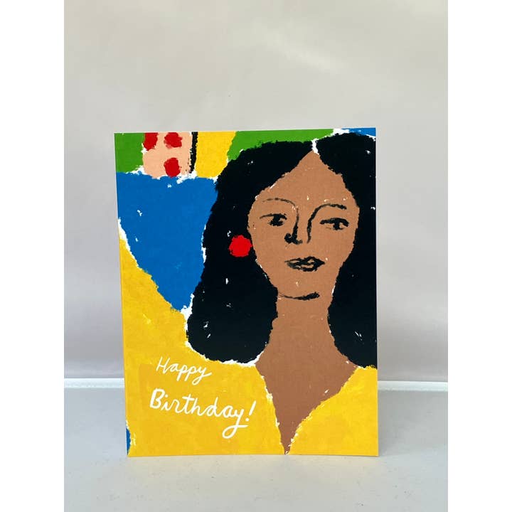 Colleen Harrington Studio - Wholesale Birthday Card - A2 Greeting Card - Happy Birthday Lady Yellow1