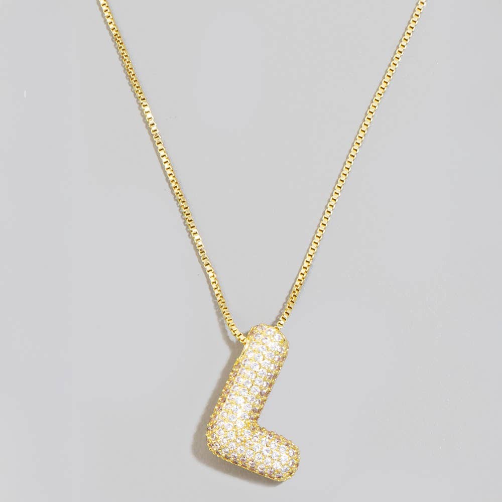 The Looks by Fame Accessories - Venta al por mayor Collares con colgantes/abalorios - Collar con colgante inicial de burbuja pavé13