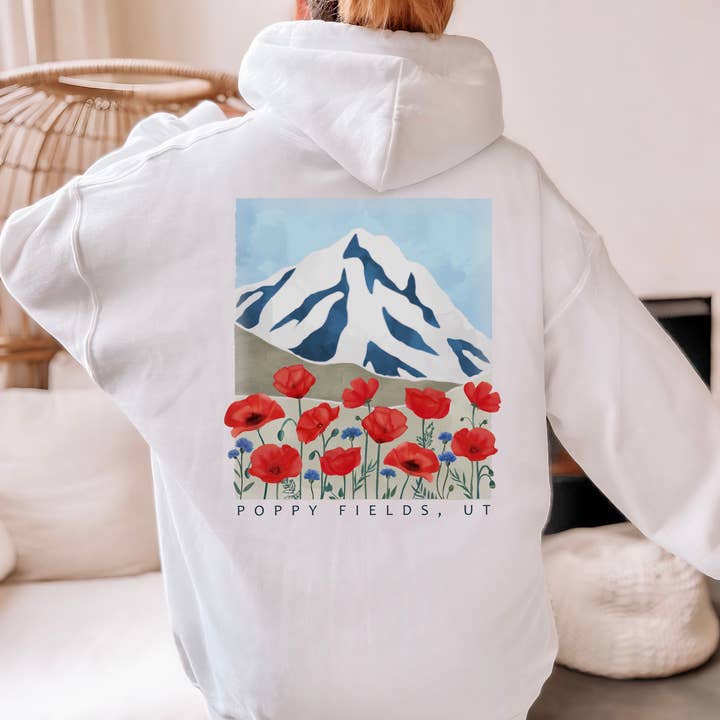 SUDADERA CON CAPUCHA MOUNTAIN POPPIES | FLORAL | TALLAS S-2XL para venta al por mayor de Loopty Loo Designs