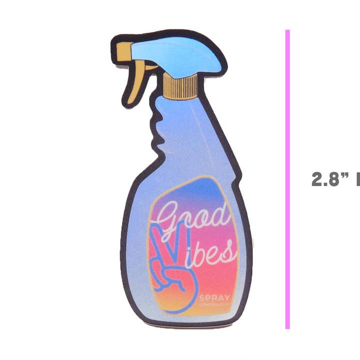 Psh Psh Spray Bottle Matte Holographic Sticker for wholesale by Vibe Stickies
