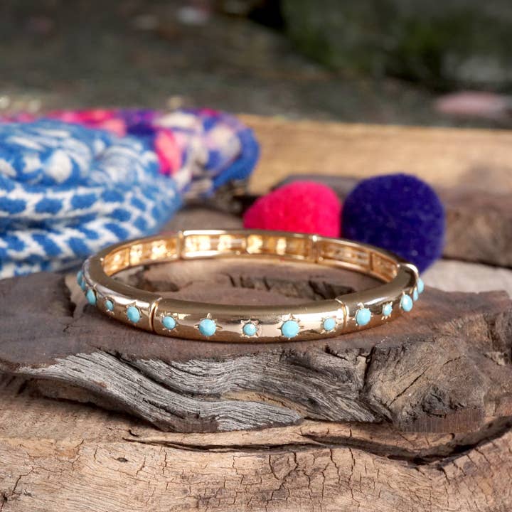 PennyLine inc - Wholesale Bangle Bracelet - Gold-Tone Eternity Stretch Bangle – Pearls, Turquoise, or Crystals21
