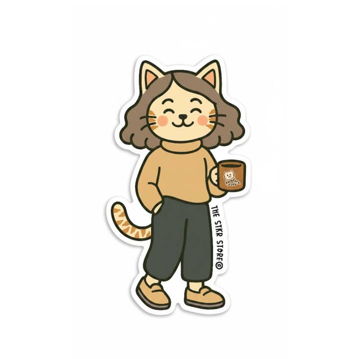 Ochtend Miauw-m Korokoro Poko Koffie Gestructureerde Stickers voor wholesale door the stkr store