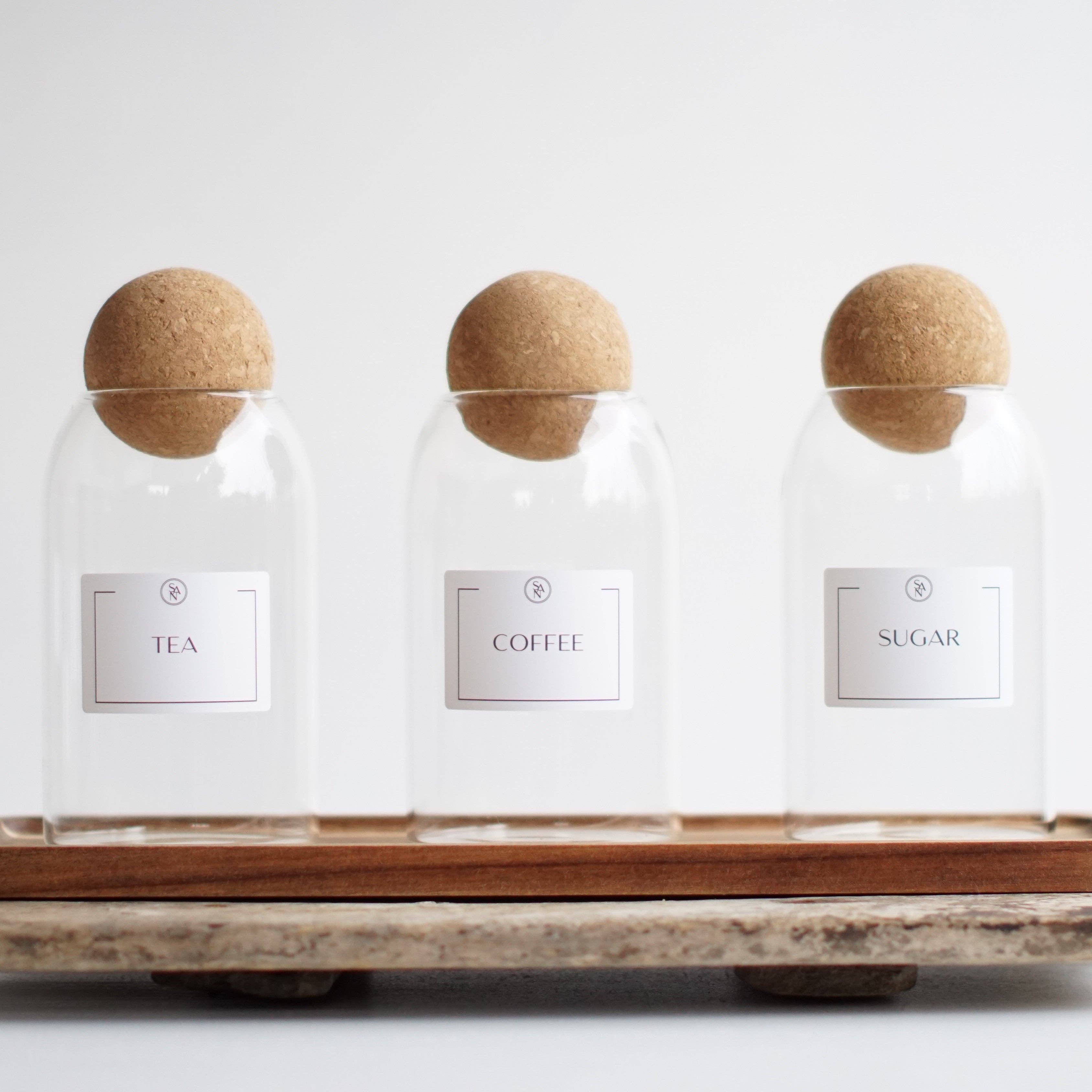 So At Nature - Venta al por mayor Tarros - Juego de frascos de vidrio para té, café y azúcar con tapa de corcho bola - Dryck 500 ml4