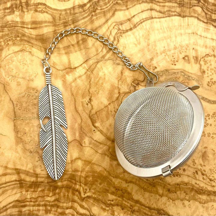 The Traveling Teapot – wholesale Tea strainer/infuser – Loose Leaf Tea Infuser, Feather Charm Ball, Tea Lover Gift