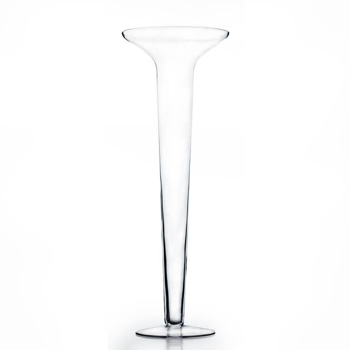 WGV Clear Extra Large Flared Lip Trumpet Vase - 10" x 30"H for wholesale by WGV International
