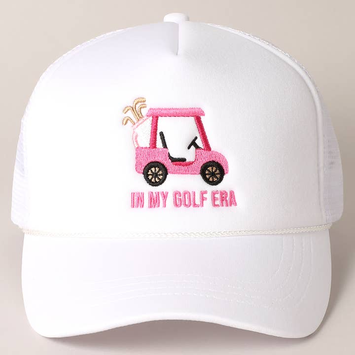 Fashion City - Wholesale Trucker Hat - Women's - Golf Cart and In My Golf Era Embroidery Trucker Hat