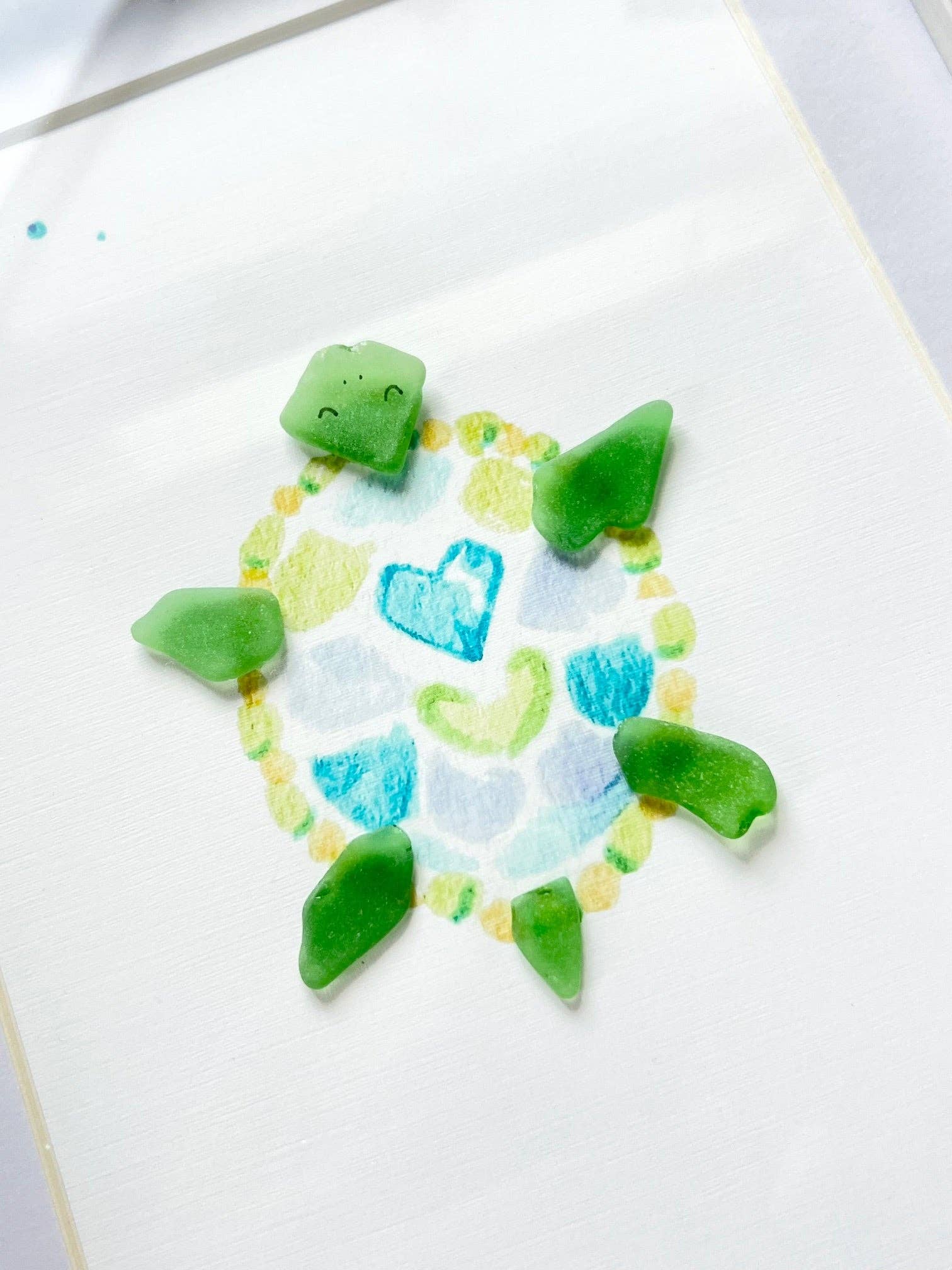 Sook & Hook - Wholesale Art Print - Tranquil Turtle Sea Glass Art | 8"x10" in a Shadowbox Frame2