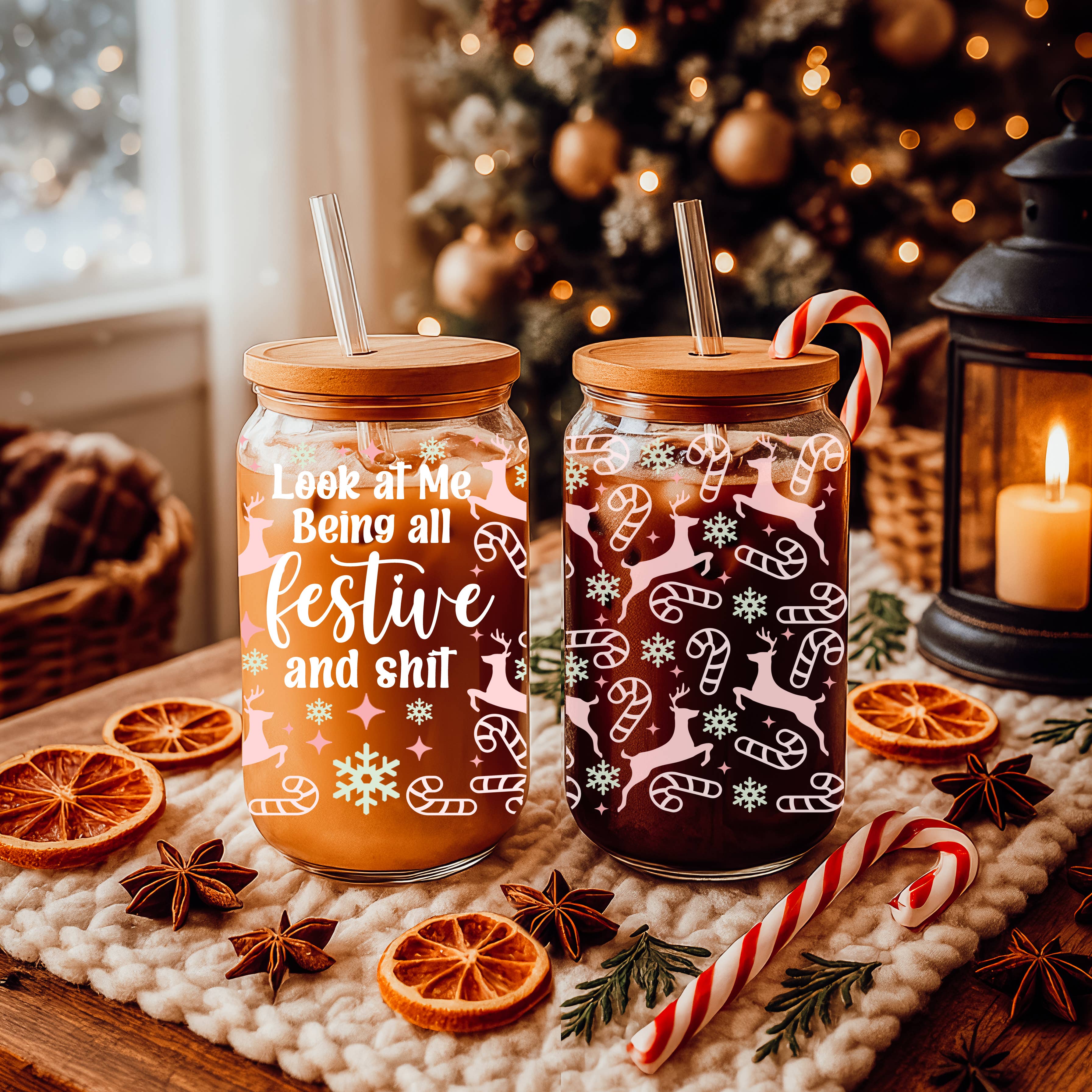 Gia Roma - Vente Gourde/bouteille isotherme - Verres en verre et cadeaux de cuisine de Noël Candy Cane12