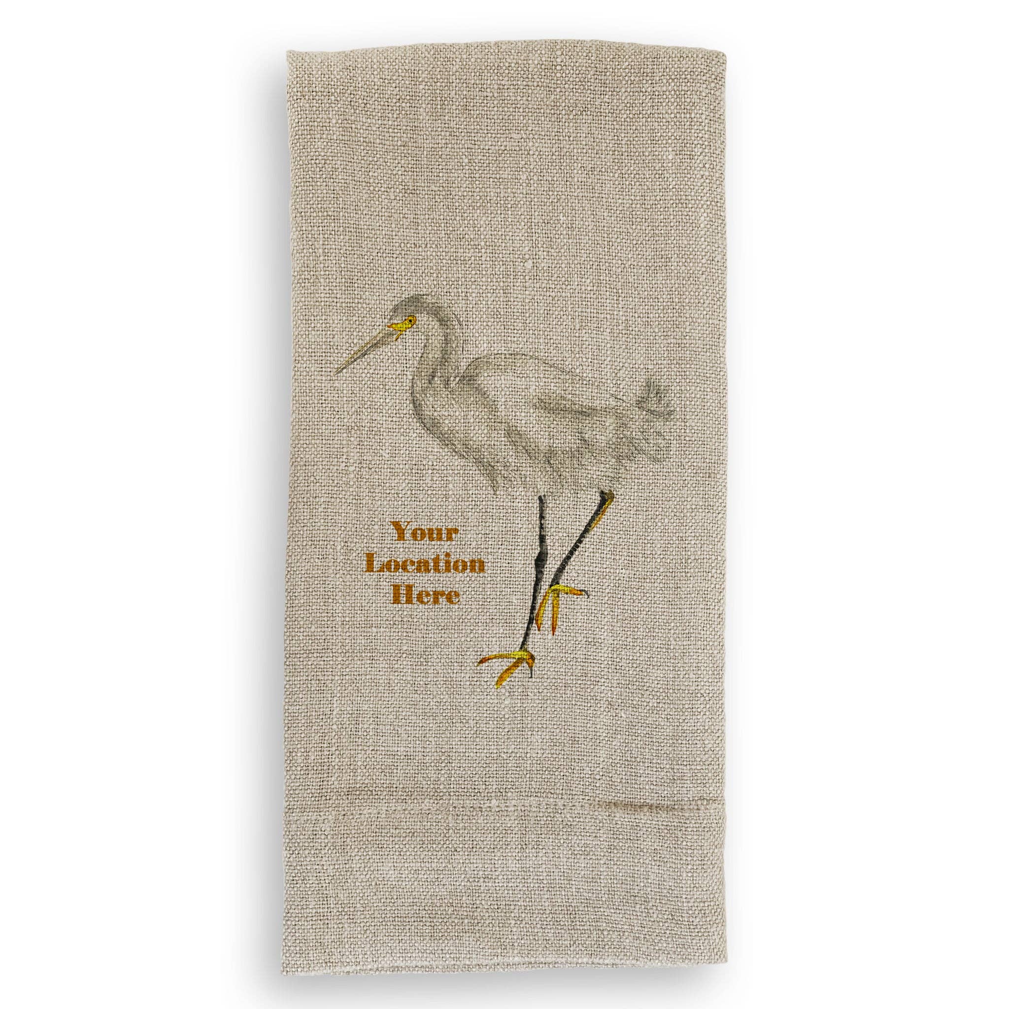 French Graffiti - Wholesale Tea Towel - Egret with Location1