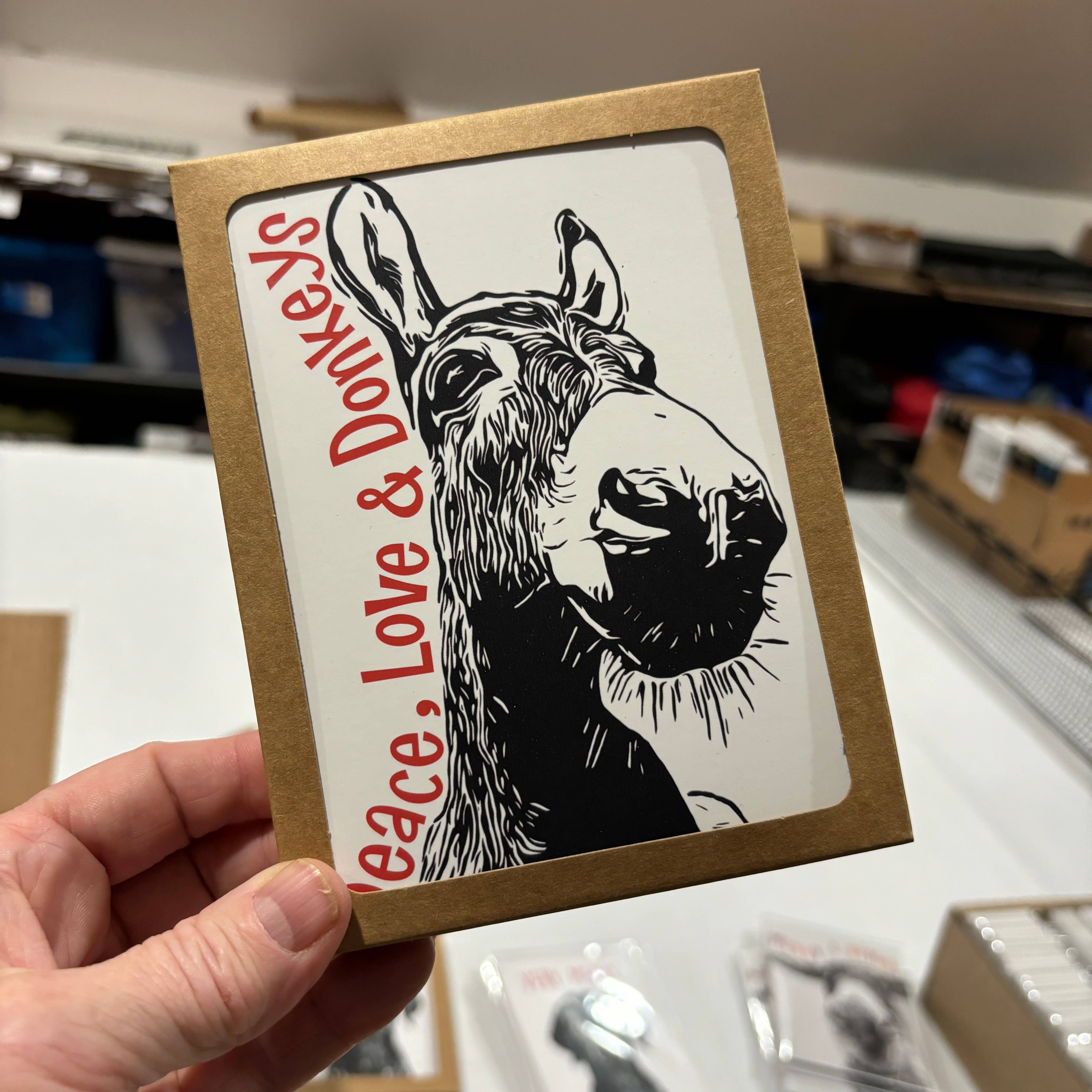 Laughing Mule Press - Wholesale Stationery/Notecard Set - "Peace, Love & Donkeys" Notecard (Package of 6)3