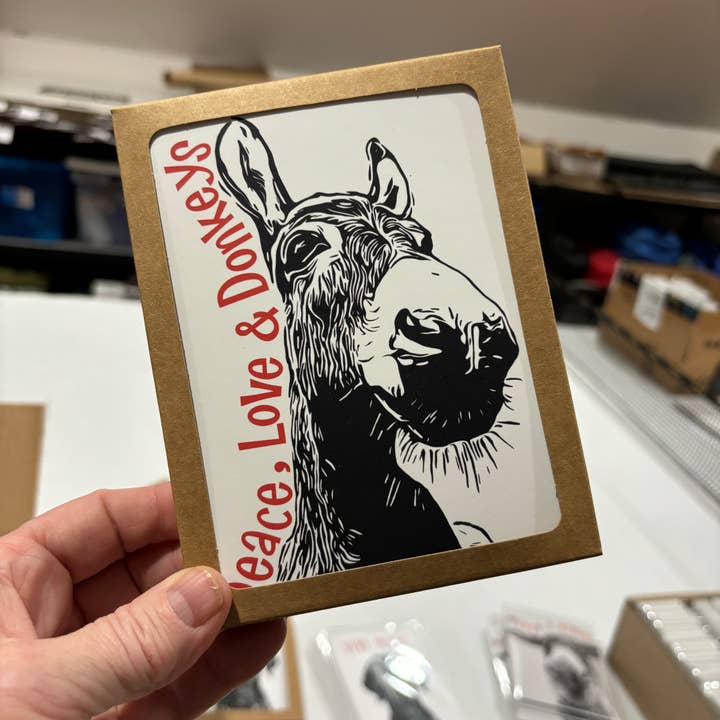 Laughing Mule Press - Wholesale Stationery/Notecard Set - "Peace, Love & Donkeys" Notecard (Package of 6)3