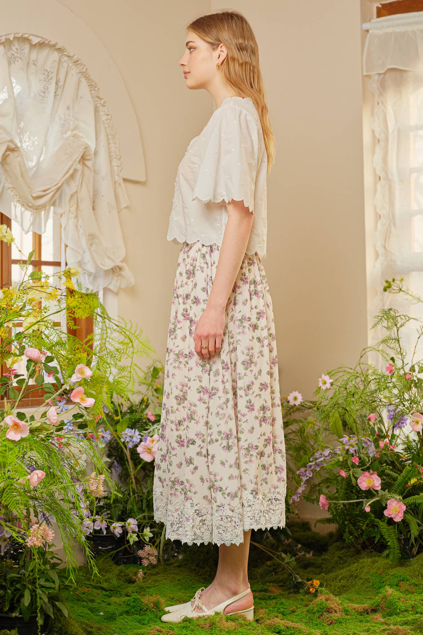 ROSIE POSIE – Saia - Mulher por atacado – RP2336 - Saia Midi Vintage com Renda Flor de Blossom2