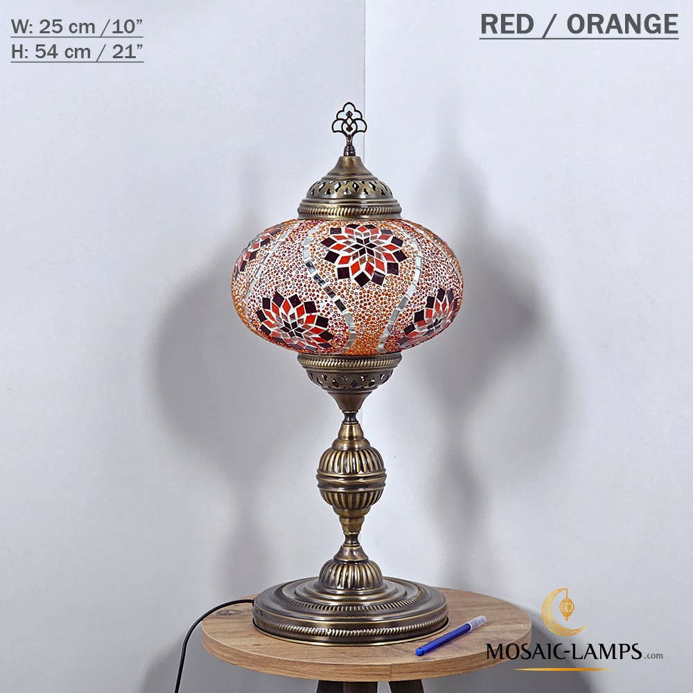 Mosaic Lamps - Wholesale Accent/Desk Lamp - 10+ Colors - Turkish Mosaic X Large Globe Table Lamp, Marrak65