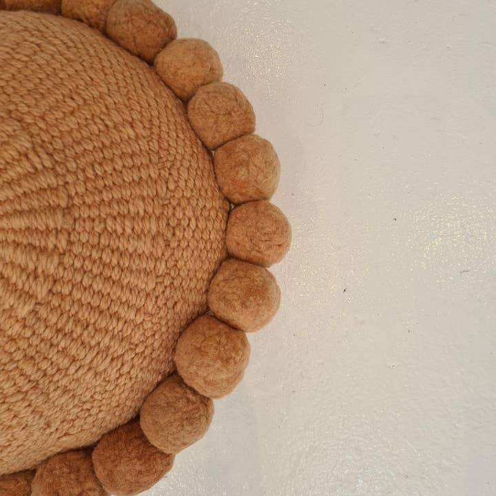 The Andes Project - Vendita all'ingrosso Fodera cuscino decorativo - CUSCINI/COPRICUSCINI ROTONDI CON POMPON, MISURA MEDIA, POLVEROSA