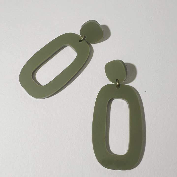 RILEY Dangle Earrings in Olive Green for wholesale by Mingled
