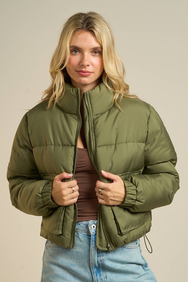 ANWND - Wholesale Puffer Jacket - Women's - 2326-Utility Pocket Puffer Jacket3