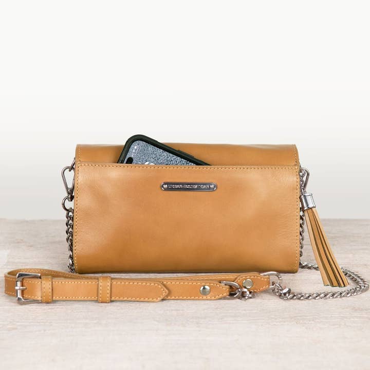 URBAN-EQUESTRIAN - Wholesale Crossbody Bag - Women's - Del Mar - Horse Bit Crossbody Luxury Leather Handbag in Caramel7