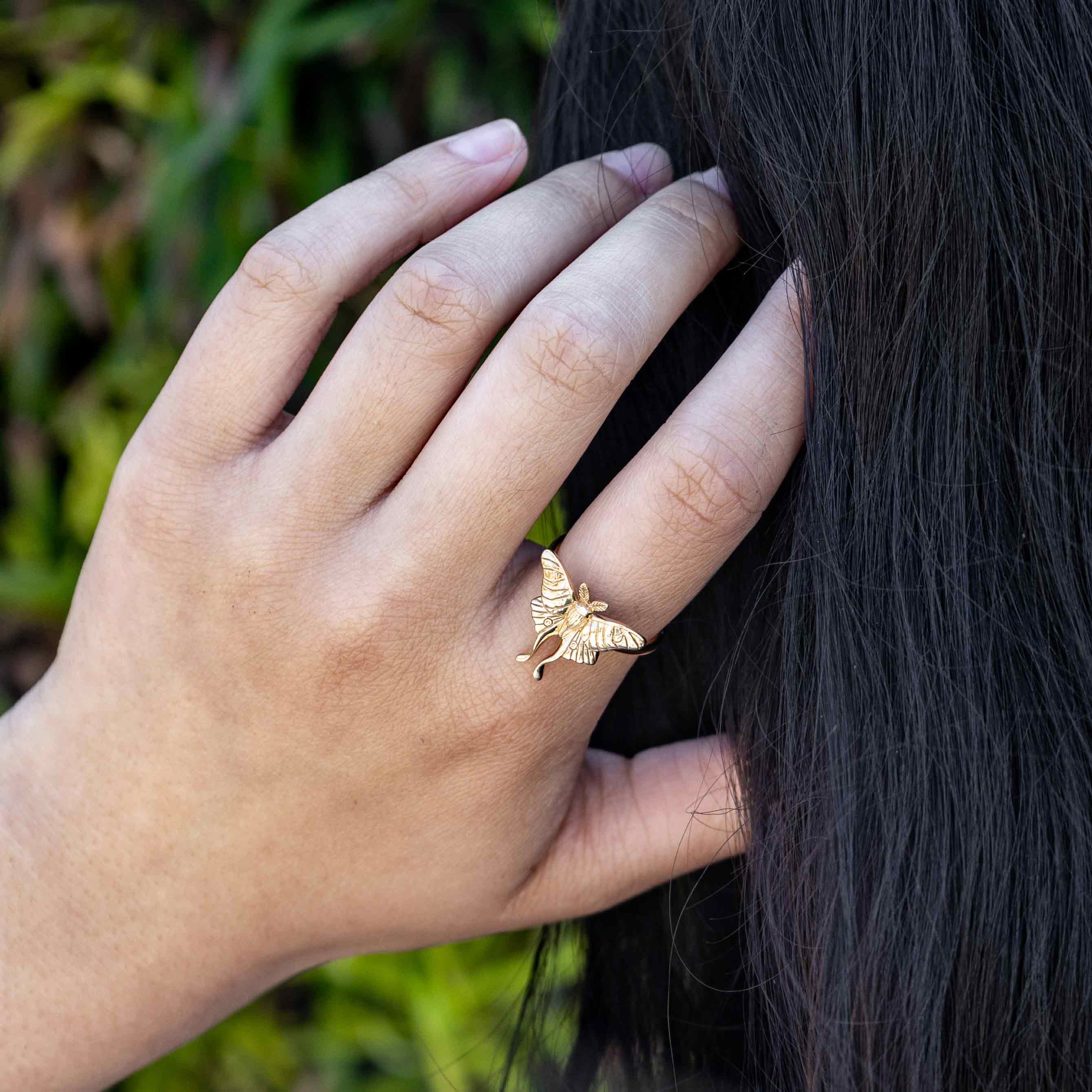 Nina Designs - Wholesale Cocktail/Statement Ring - Sterling Silver or Bronze Luna Moth Ring2