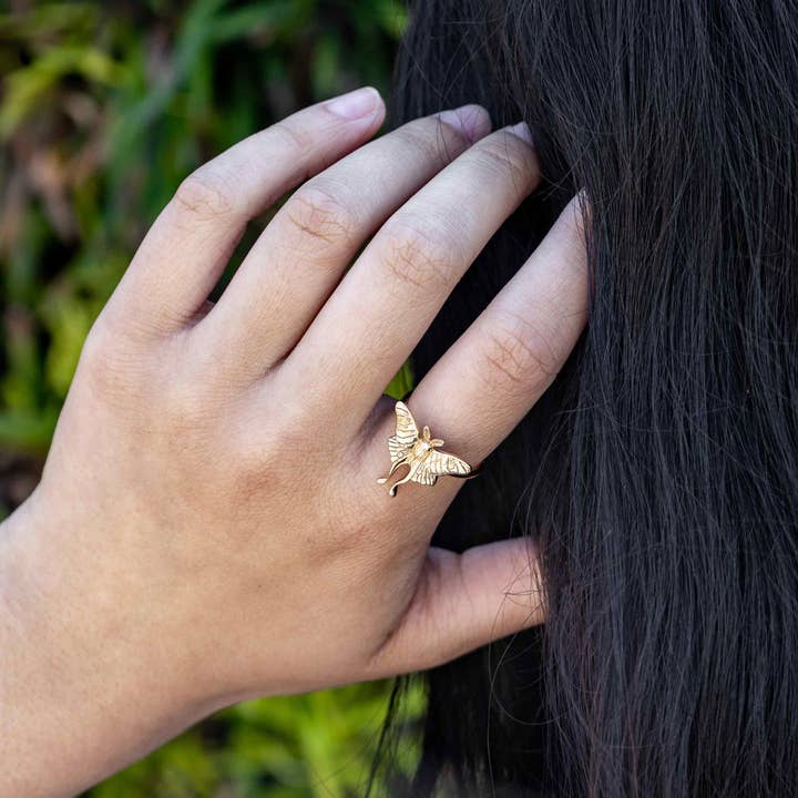 Nina Designs - Wholesale Cocktail/Statement Ring - Sterling Silver or Bronze Luna Moth Ring2