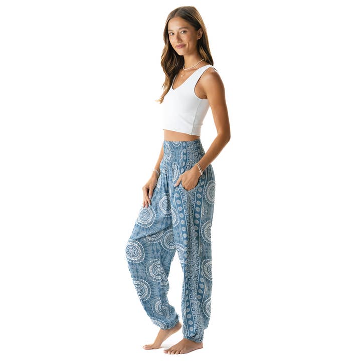 Lotus and Luna - Vente Pantalon – femme - Pantalon Harem Plage Saphir