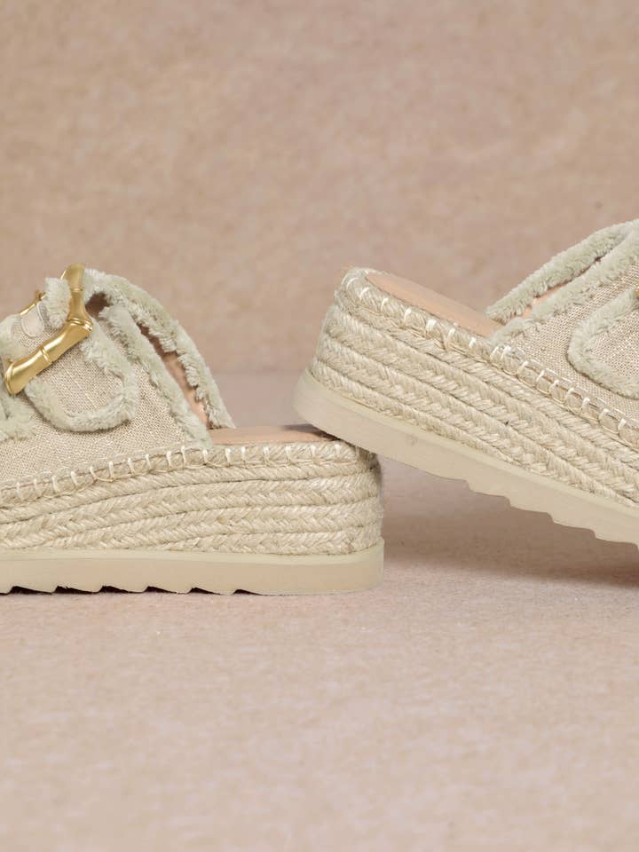 BEIGE SANDALO CON ZEPPA A DOPPIO CINTURINO E BORDO SCARLETT DISTRESSED in vendita all'ingrosso su Faire3