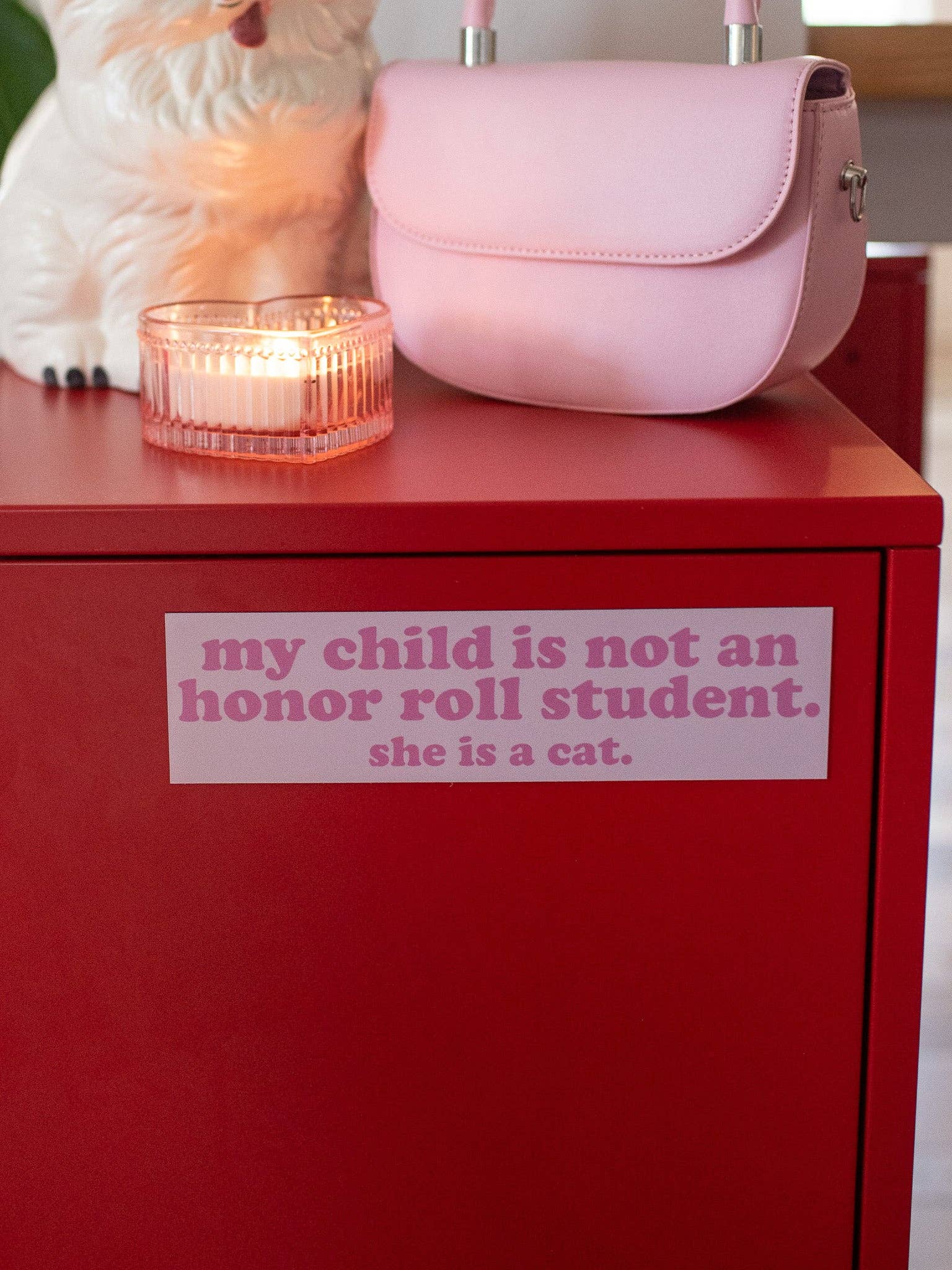 A Shop of Things - Wholesale Car Decorative Charm - Women's - Honor Roll Cat Bumper Magnet- Pink2